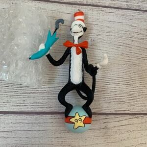 Hallmark Cat in the Hat Christmas Ornament with Fish in Teacup Dr Seuss 1999